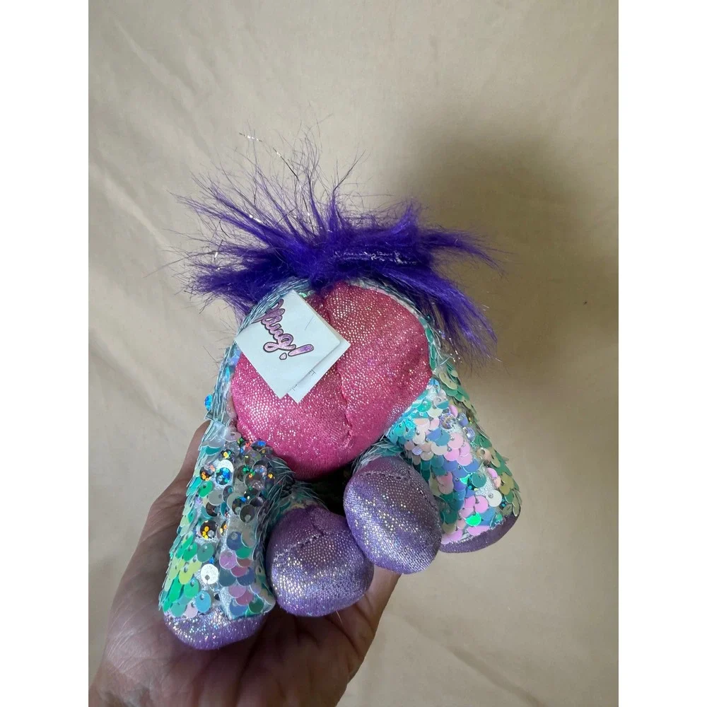 Bling! Sequin Unicorn Plush Toy Iridescent Blue Purple Mane 7 Inch NWT